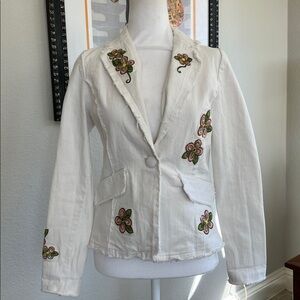 Johnny Was White Embroidered Jacket Blazer XS
